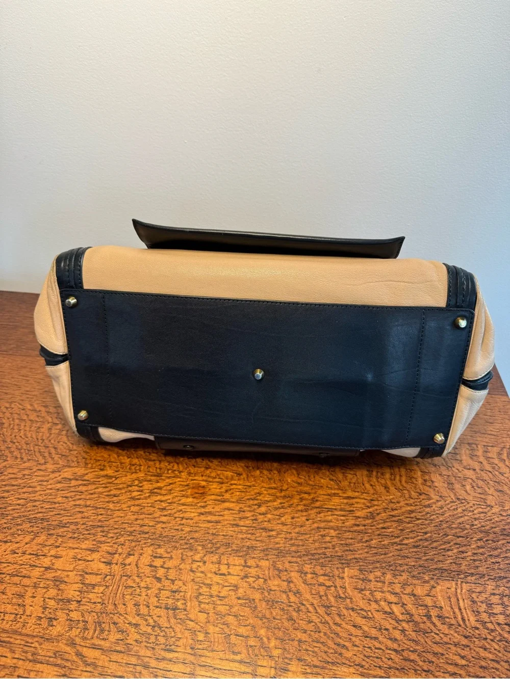 Chloe Alice Two-Tone Leather Satchel Bag with COA